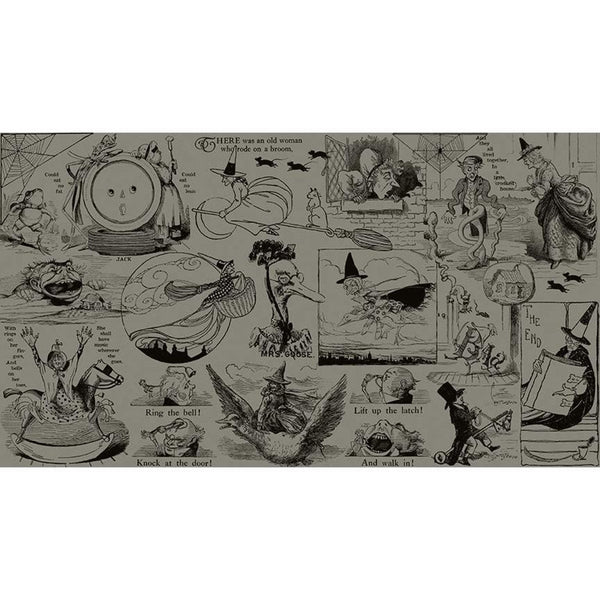 Fat Quarter End of Bolt - CLEARANCE Goose Tales Tall Tales Allover Motifs C9395 Gray - Riley Blake - Halloween -  Quilting Cotton Fabric