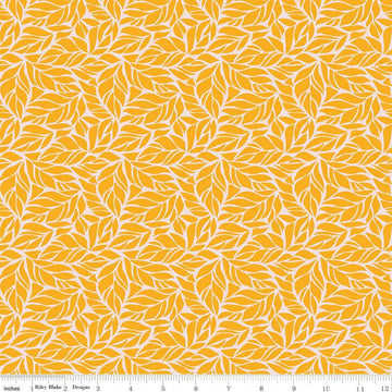 Fat Quarter End of Bolt - CLEARANCE Fleur Foliage C9871 Yellow - Riley Blake - Tone on Tone All Over Leaves -  Quilting Cotton Fabric