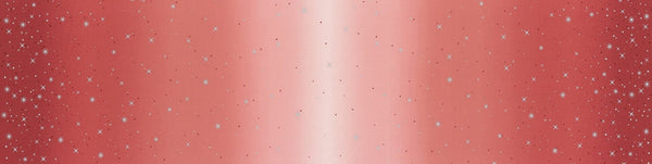 CLEARANCE Ombre Fairy Dust METALLIC 10871 Cranberry - Moda - Light to Darker Red with Silver SPARKLE Stars - Quilting Cotton Fabric