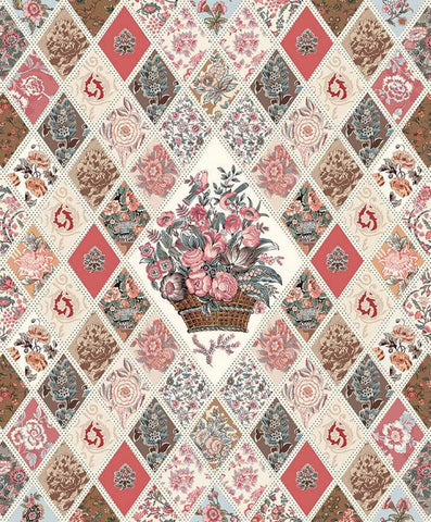 SALE Jane Austen at Home Diamond Panel P10021 by Riley Blake - Reproductions Historical Floral Quilt DIGITALLY PRINTED - Cotton Fabric