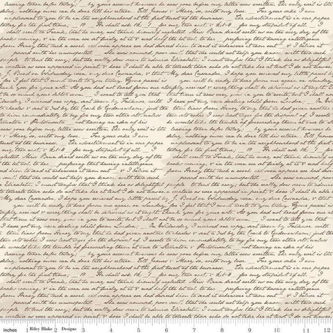 Jane Austen at Home C10018 Correspondence - Riley Blake Designs - Black Historical Letters Text - Quilting Cotton Fabric - Licensed Product