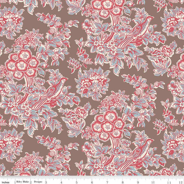 SALE Jane Austen at Home C10015 Penelope - Riley Blake Designs - Brown Red Historical Reproductions - Quilting Cotton - Licensed Product