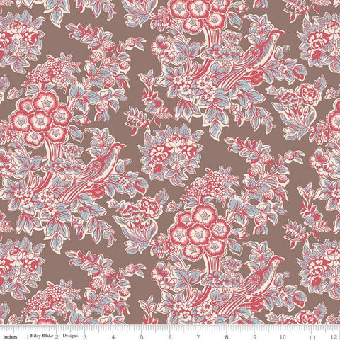 SALE Jane Austen at Home C10015 Penelope - Riley Blake Designs - Brown Red Historical Reproductions - Quilting Cotton - Licensed Product