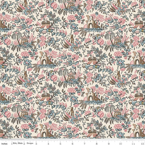 SALE Jane Austen at Home C10010 Sophia - Riley Blake Designs - Cream Pink Blue - Quilting Cotton Fabric - Licensed Product
