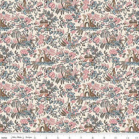 SALE Jane Austen at Home C10010 Sophia - Riley Blake Designs - Cream Pink Blue - Quilting Cotton Fabric - Licensed Product