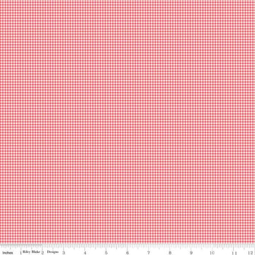 SALE Prim PRINTED Gingham C9698 Tea Rose - Riley Blake Designs - Pink Checkered Checks Plaid - Quilting Cotton Fabric