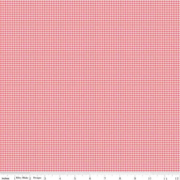 SALE Prim PRINTED Gingham C9698 Tea Rose - Riley Blake Designs - Pink Checkered Checks Plaid - Quilting Cotton Fabric