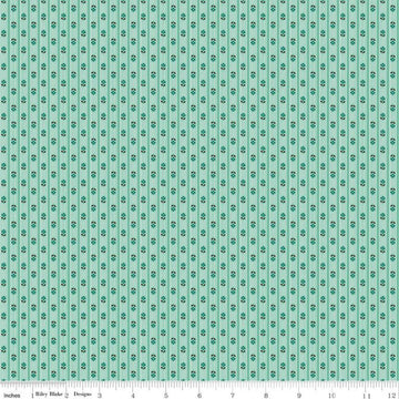 21" End of Bolt - CLEARANCE Prim Stripe C9705 Sea Glass - Riley Blake - Blue White Stripes Striped Flowers Floral - Quilting Cotton Fabric