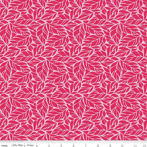 CLEARANCE Fleur Foliage C9871 Dark Pink - Riley Blake - Tone on Tone All Over Leaves -  Quilting Cotton Fabric