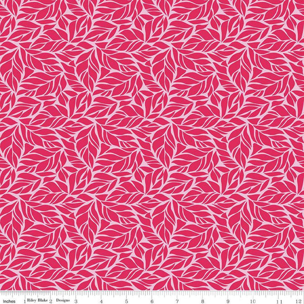 CLEARANCE Fleur Foliage C9871 Dark Pink - Riley Blake - Tone on Tone All Over Leaves -  Quilting Cotton Fabric