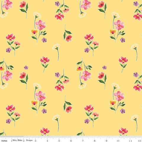 SALE Glohaven Flowers C9832 Yellow - Riley Blake Designs - Floral - Quilting Cotton Fabric