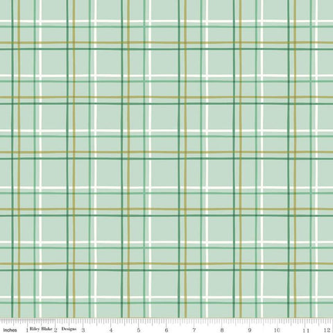 Fat Quarter End of Bolt - SALE New Dawn Plaid C9857 Mint - Riley Blake Designs - Green Cream - Quilting Cotton Fabric