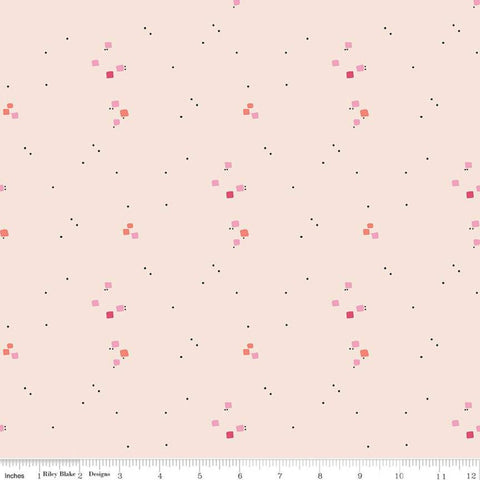 27" End of Bolt Piece - SALE Idyllic Sprinkles C9886 Blush - Riley Blake - Dotted Pin Dots Small Squares Pink - Quilting Cotton Fabric