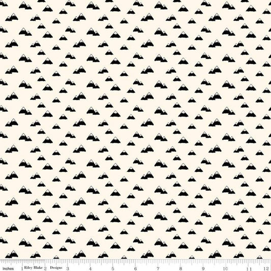 SALE Wild at Heart Mountains C9823 Cream - Riley Blake Designs - Outdoors Mountain Peaks - Quilting Cotton Fabric