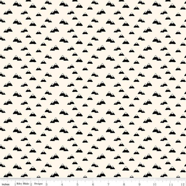 SALE Wild at Heart Mountains C9823 Cream - Riley Blake Designs - Outdoors Mountain Peaks - Quilting Cotton Fabric