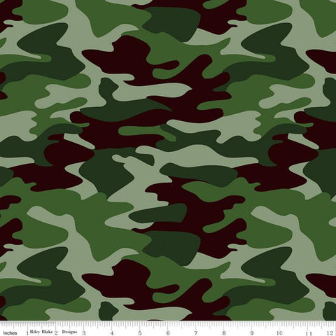 Fat Quarter End of Bolt - CLEARANCE Nobody Fights Alone Camo C10420 Green - Riley Blake - Camoflauge First Responders Quilting Cotton Fabric