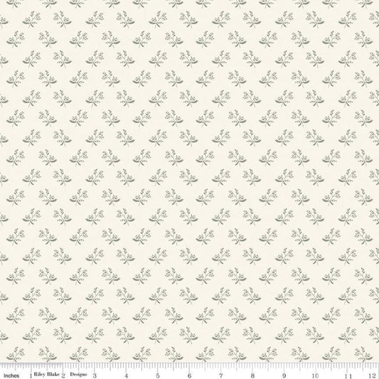 14" End of Bolt - DEAL My Heritage Branches C9794 Cream - Riley Blake Designs - Sprigs Leaves Berries  - Quilting Cotton Fabric