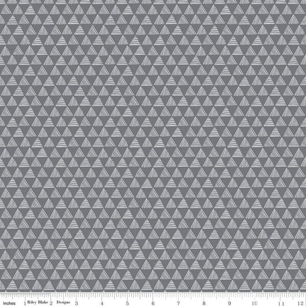 Purrfect Day Triangles C9904 Dark Gray - Riley Blake Designs - Cat Cats Kittens Geometric - Quilting Cotton Fabric