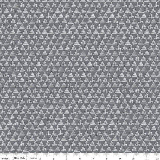 Purrfect Day Triangles C9904 Dark Gray - Riley Blake Designs - Cat Cats Kittens Geometric - Quilting Cotton Fabric