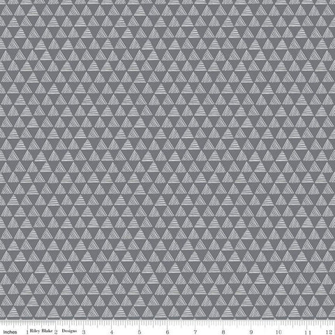 Purrfect Day Triangles C9904 Dark Gray - Riley Blake Designs - Cat Cats Kittens Geometric - Quilting Cotton Fabric