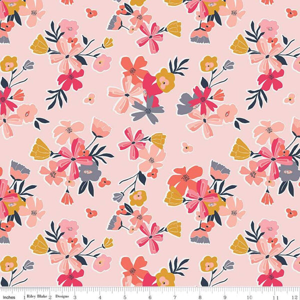 SALE Golden Aster Main C9840 Pink - Riley Blake Designs - Floral Flowers  - Quilting Cotton Fabric