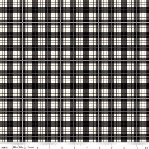9" End of Bolt - SALE Wild at Heart Plaid C9825 Black - Riley Blake Designs - Outdoors Geometric Cream Black - Quilting Cotton Fabric