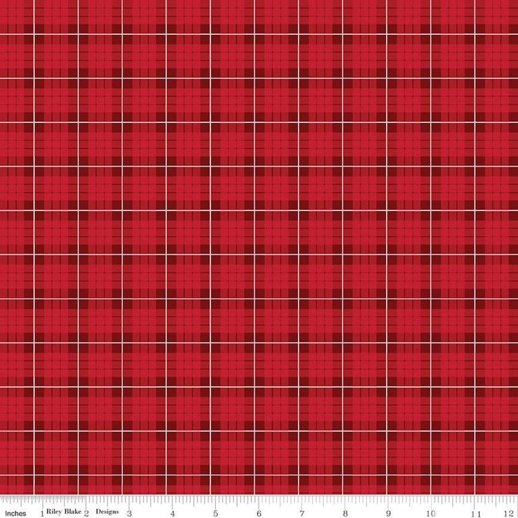 35" End of Bolt Piece - Wild at Heart Plaid C9825 Red - Riley Blake Designs - Outdoors Geometric Red Cream - Quilting Cotton Fabric