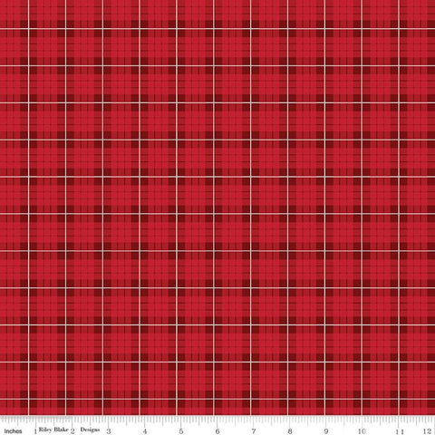 16" End of Bolt Piece - Wild at Heart Plaid C9825 Red - Riley Blake Designs - Outdoors Geometric Red Cream - Quilting Cotton Fabric