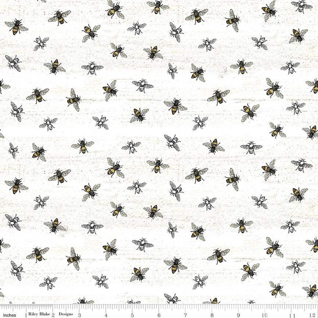 SALE Bee's Life Bees C10103 Parchment - Riley Blake Designs - Honeybees Off-White - Quilting Cotton Fabric