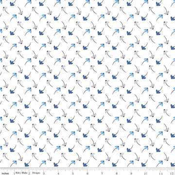 Fat Quarter End of Bolt Piece - SALE Blue Stitch Daisy C10065 White - Riley Blake Designs - Floral Flowers Daisies - Quilting Cotton Fabric