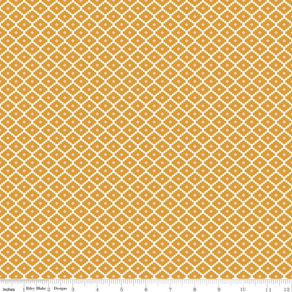 Fat Quarter End of Bolt - SALE Golden Aster Geometric C9846 Mustard - Riley Blake Designs - Diamonds Aztec Gold - Quilting Cotton Fabric