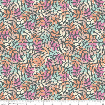 CLEARANCE 33" End of Bolt - Meadow Lane Leaves Gray - Riley Blake  -  Quilting Cotton