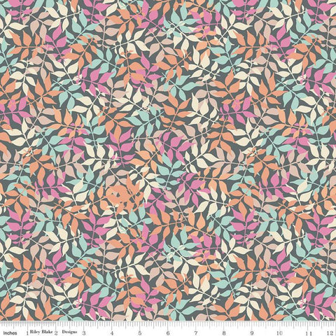33" End of Bolt - SALE Meadow Lane Leaves C10122 Gray - Riley Blake Designs - Floral Foliage -  Quilting Cotton Fabric