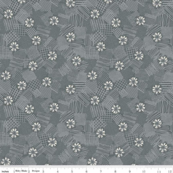 CLEARANCE Meadow Lane Scribbled Floral C10123 Gray - Riley Blake Designs - Floral Flowers Tone-on-Tone -  Quilting Cotton Fabric