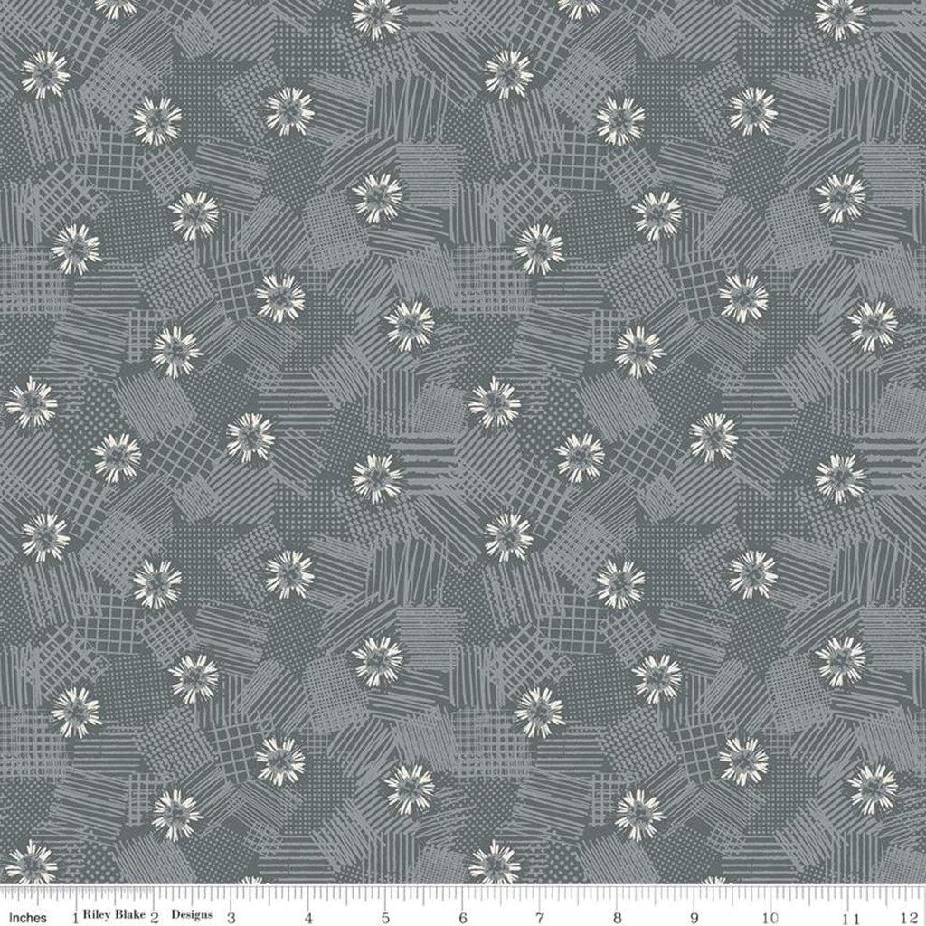 SALE Meadow Lane Scribbled Floral C10123 Gray - Riley Blake Designs - Floral Flowers Tone-on-Tone -  Quilting Cotton Fabric