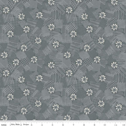 CLEARANCE Meadow Lane Scribbled Floral C10123 Gray - Riley Blake Designs - Floral Flowers Tone-on-Tone -  Quilting Cotton Fabric