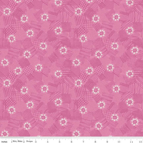 21" End of Bolt - SALE Meadow Lane Scribbled Floral C10123 Pink - Riley Blake Designs - Floral Flowers Tone-on-Tone - Quilting Cotton Fabric