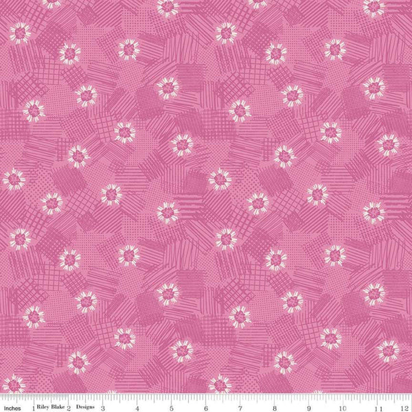 21" End of Bolt - SALE Meadow Lane Scribbled Floral C10123 Pink - Riley Blake Designs - Floral Flowers Tone-on-Tone - Quilting Cotton Fabric