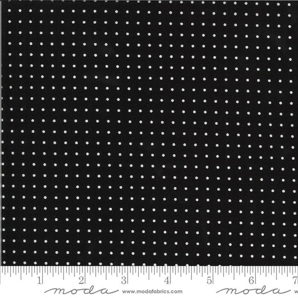 Fat Quarter End of Bolt - CLEARANCE Quotation Period 1736 Ink - Moda Fabrics - Polka Dot Dots Dotted Black Cream  - Quilting Cotton Fabric