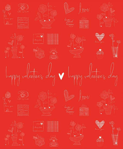 CLEARANCE From the Heart Panel P10058 Red by Riley Blake Designs - Happy Valentine's Day Flowers Gifts Love  - Cotton Fabric