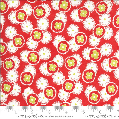 Fat Quarter End of Bolt - CLEARANCE Figs and Shirtings Jelly and Jam 20392 Barn Red - Moda - Floral Green Natural - Quilting Cotton Fabric