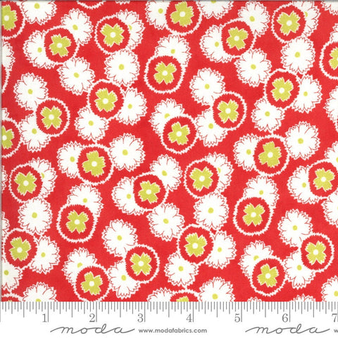 Fat Quarter End of Bolt - CLEARANCE Figs and Shirtings Jelly and Jam 20392 Barn Red - Moda - Floral Green Natural - Quilting Cotton Fabric
