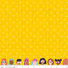 Fat Quarter End of Bolt - Grl Pwr Lightning C10652 Yellow - Riley Blake - Girl Power Edge Borders of Girls Figures - Quilting Cotton Fabric