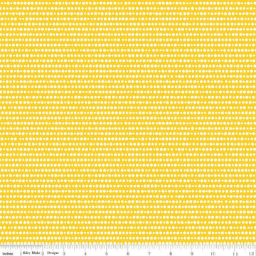 15" End of Bolt - DEAL Grl Pwr Dots C10657 Yellow - Riley Blake - Girl Power Geometric Rows Irregular White Dots Dotted - Quilting Cotton