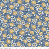17" End of Bolt - CLEARANCE Delightful Hearts C10252 Blue - Riley Blake Designs - Floral Flowers - Quilting Cotton Fabric