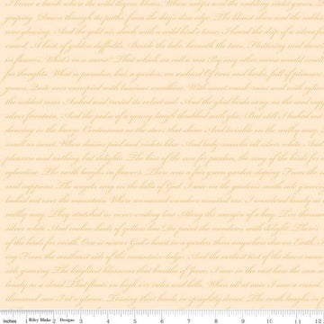 16" End of Bolt - SALE Rose and Violet's Garden Text C10416 Beehive - Riley Blake Designs - Script Words Phrases  - Quilting Cotton Fabric