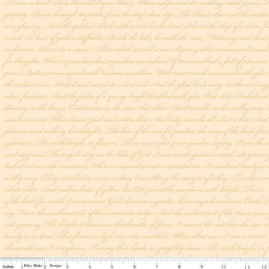 16" End of Bolt - SALE Rose and Violet's Garden Text C10416 Beehive - Riley Blake Designs - Script Words Phrases  - Quilting Cotton Fabric