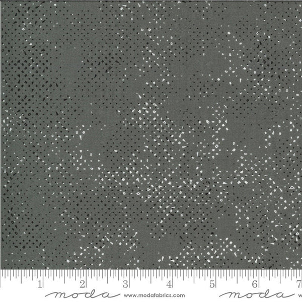 11" End of Bolt - SALE Quotation Spot Spotted 1660 Graphite - Moda Fabrics - Grey Cream Polka Dot Dots Dotted - Quilting Cotton Fabric