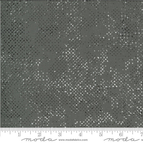 11" End of Bolt - SALE Quotation Spot Spotted 1660 Graphite - Moda Fabrics - Grey Cream Polka Dot Dots Dotted - Quilting Cotton Fabric