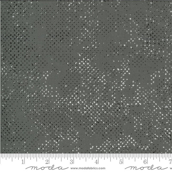 11" End of Bolt - SALE Quotation Spot Spotted 1660 Graphite - Moda Fabrics - Grey Cream Polka Dot Dots Dotted - Quilting Cotton Fabric